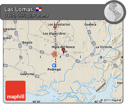 Shaded Relief Map of Las Lomas