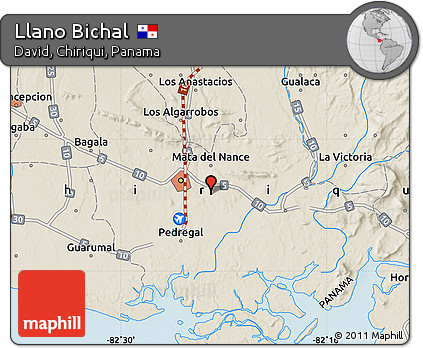 Shaded Relief Map of Llano Bichal