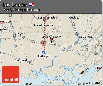 Shaded Relief Map of Las Lomas