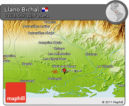 Physical Panoramic Map of Llano Bichal