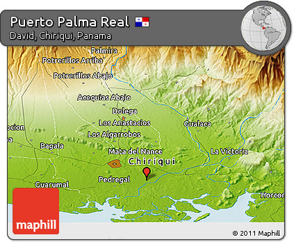 Physical Panoramic Map of Puerto Palma Real