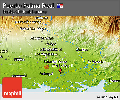 Physical Panoramic Map of Puerto Palma Real