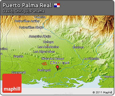 Physical Panoramic Map of Puerto Palma Real