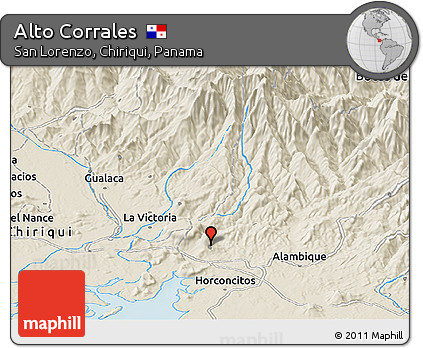 Shaded Relief Panoramic Map of Alto Corrales