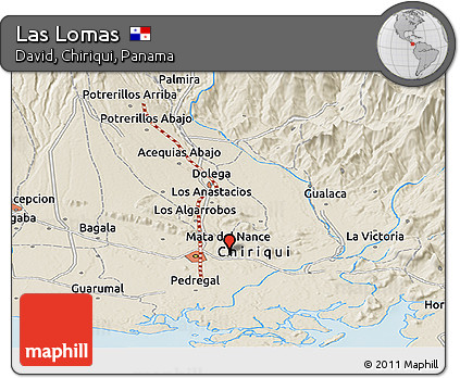Shaded Relief Panoramic Map of Las Lomas