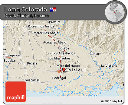 Shaded Relief Panoramic Map of Loma Colorada