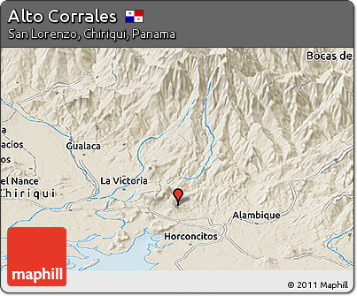 Shaded Relief Panoramic Map of Alto Corrales