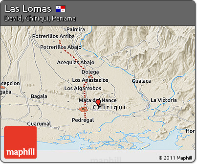 Shaded Relief Panoramic Map of Las Lomas