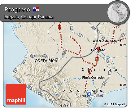 Shaded Relief Map of Progreso