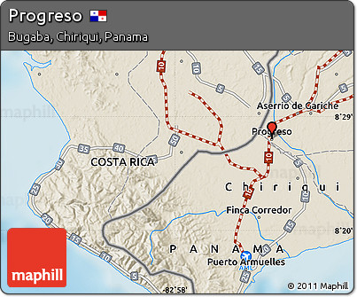 Shaded Relief Map of Progreso