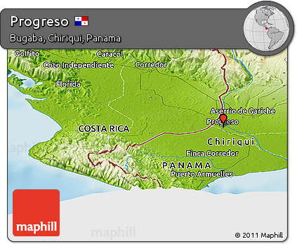 Physical Panoramic Map of Progreso