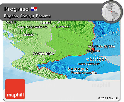 Political Panoramic Map of Progreso