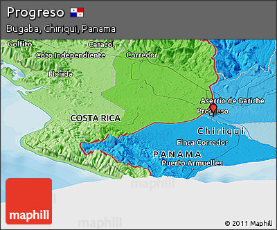 Political Panoramic Map of Progreso