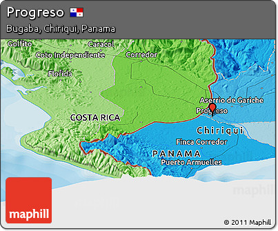 Political Panoramic Map of Progreso