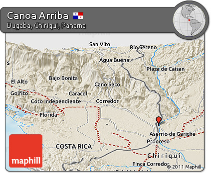 Shaded Relief Panoramic Map of Canoa Arriba