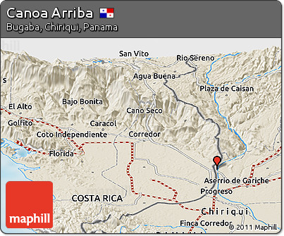Shaded Relief Panoramic Map of Canoa Arriba