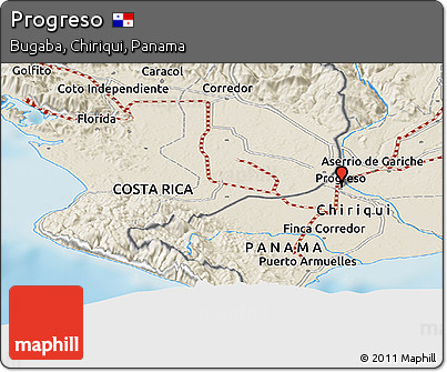 Shaded Relief Panoramic Map of Progreso