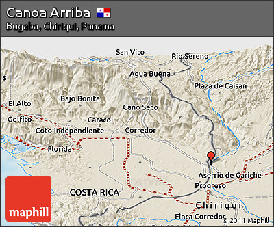 Shaded Relief Panoramic Map of Canoa Arriba