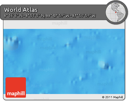 Physical 3D Map of the Area around 8° 33' 36" N, 88° 19' 29" W