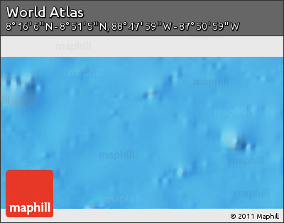 Physical 3D Map of the Area around 8° 33' 36" N, 88° 19' 29" W