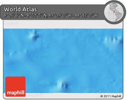 Shaded Relief 3D Map of the Area around 8° 33' 36" N, 89° 10' 30" W