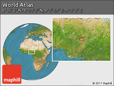 Satellite Location Map of the Area around 8° 33' 36" N, 8° 34' 29" E