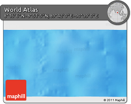 Physical 3D Map of the Area around 8° 33' 36" N, 90° 10' 30" E