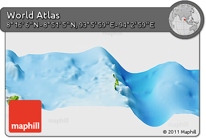 Physical Panoramic Map of the Area around 8° 33' 36" N, 93° 34' 29" E