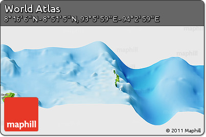 Physical Panoramic Map of the Area around 8° 33' 36" N, 93° 34' 29" E