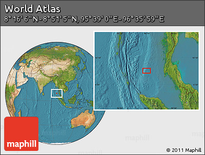 Satellite Location Map of the Area around 8° 33' 36" N, 96° 7' 30" E