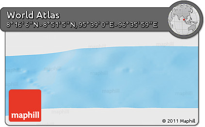 Physical Panoramic Map of the Area around 8° 33' 36" N, 96° 7' 30" E