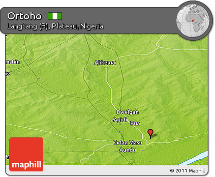 Physical Panoramic Map of Ortoho