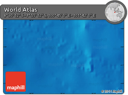 Physical Map of the Area around 8° 12' 42" S, 101° 13' 29" E