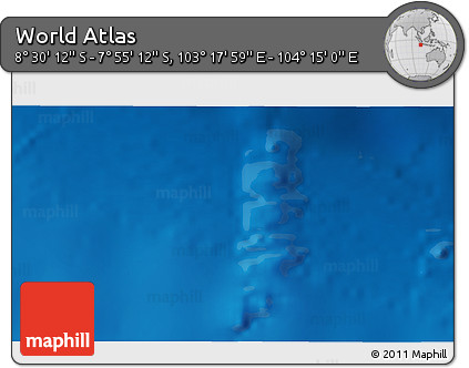 Shaded Relief 3D Map of the Area around 8° 12' 42" S, 103° 46' 30" E