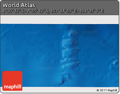 Shaded Relief 3D Map of the Area around 8° 12' 42" S, 103° 46' 30" E