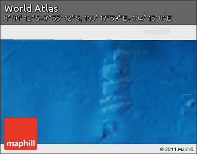Shaded Relief 3D Map of the Area around 8° 12' 42" S, 103° 46' 30" E