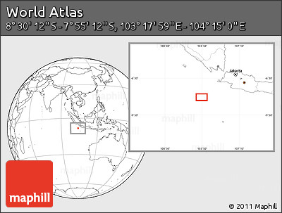 Blank Location Map of the Area around 8° 12' 42" S, 103° 46' 30" E