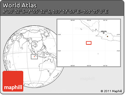 Blank Location Map of the Area around 8° 12' 42" S, 103° 46' 30" E