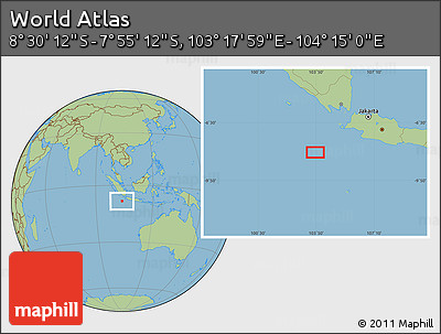 Savanna Style Location Map of the Area around 8° 12' 42" S, 103° 46' 30" E