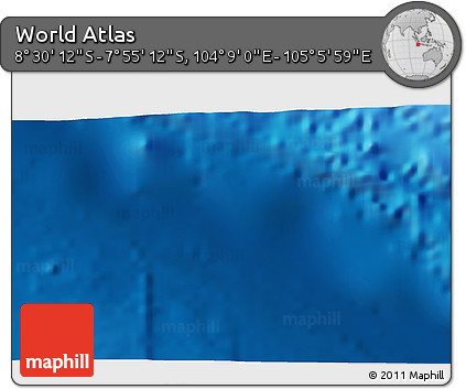 Shaded Relief 3D Map of the Area around 8° 12' 42" S, 104° 37' 30" E