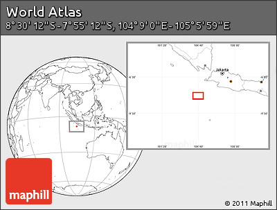 Blank Location Map of the Area around 8° 12' 42" S, 104° 37' 30" E