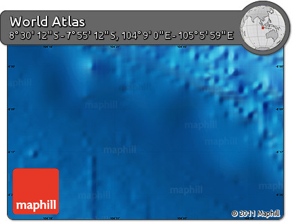 Shaded Relief Map of the Area around 8° 12' 42" S, 104° 37' 30" E