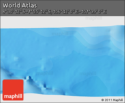 Political 3D Map of the Area around 8° 12' 42" S, 107° 10' 30" E