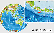 Physical Location Map of the area around 8° 12' 42" S, 108° 1' 30" E