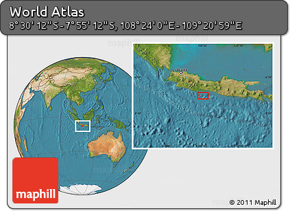 Satellite Location Map of the Area around 8° 12' 42" S, 108° 52' 30" E