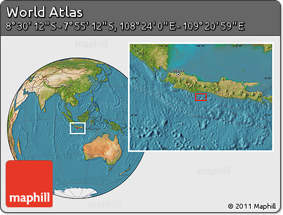 Satellite Location Map of the Area around 8° 12' 42" S, 108° 52' 30" E