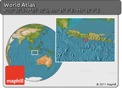 Satellite Location Map of the Area around 8° 12' 42" S, 109° 43' 29" E