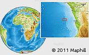 Physical Location Map of the area around 8° 12' 42" S, 10° 16' 30" E