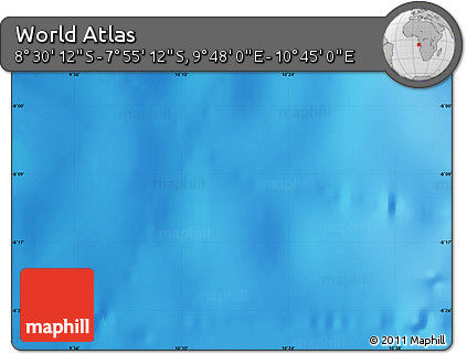 Shaded Relief Map of the Area around 8° 12' 42" S, 10° 16' 30" E