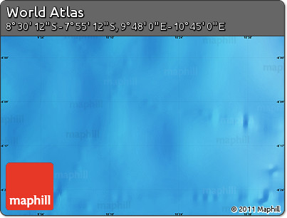 Shaded Relief Map of the Area around 8° 12' 42" S, 10° 16' 30" E